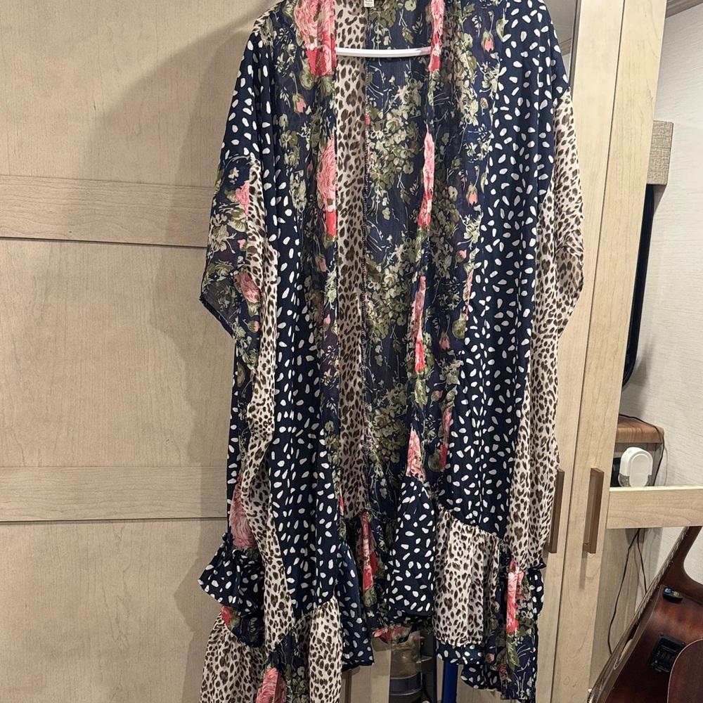 Floral and Animal Print Kimono Umgee brand